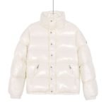 Moncer white fritillary bright patent leather short down jacket