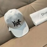 Dior new baseball cap embroidery pure cotton fabric + head layer cowhide - Image 2