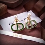 Dior CD earrings Dark green 18k gold