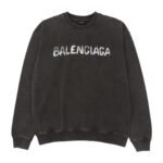 Balenciaga washed holes letter printed round neck hoodie