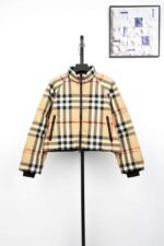 BURBERRY plaid short down jacket