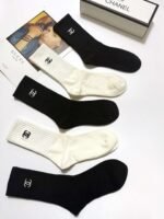 CHANEL original socks embroidery logo 5 sets - Image 5