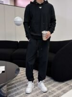 Prada premium men’s hooded sweatshirt and trousers set - Image 7
