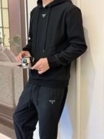 Prada premium men’s hooded sweatshirt and trousers set - Image 12
