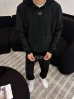 Prada premium men’s hooded sweatshirt and trousers set - Image 3