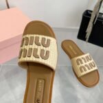 MIUMIU Woven Straw Slippers - Image 4
