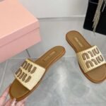 MIUMIU Woven Straw Slippers - Image 5