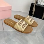 MIUMIU Woven Straw Slippers - Image 3