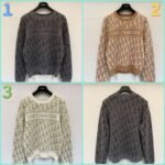 DIOR Autumn/Winter New Collection: Monogram round-neck knitted long-sleeved top with gold thread monogram logo design.