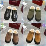 GUCCI Fall/Winter New Women’s Shearling Mules with Horsebit Buckle