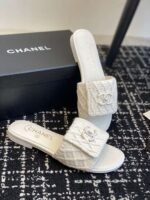 Chanel slippers Lazy slippers Black white Beige pink - Image 4