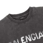 Balenciaga washed holes letter printed round neck hoodie - Image 3