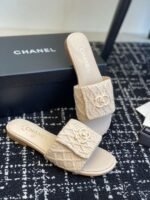 Chanel slippers Lazy slippers Black white Beige pink