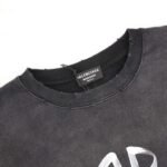 Balenciaga washed lettered printed crew-neck hoodie - Image 3