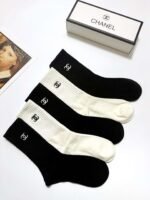 CHANEL original socks embroidery logo 5 sets - Image 6