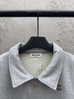 MIUMIU embroidered label zipper hoodie - Image 3