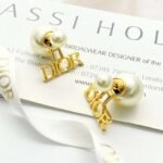 Dior four-letter double-ball pearl stud earrings - Image 2