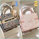 Dior Book tote butterfly fairy print embroidered jacquard tote bag with silk scarf