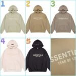 ESSENTIALS FEAR OF GOD Double-line flocking print plus velvet hooded sweatshirt