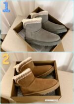 UGG Fall/Winter New Style Leather Buckle Taslin Snow Boots with Wool Lining