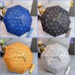 Goyard tri-fold sun-protective umbrella has a black inner coating that effectively blocks 99% of UV rays.