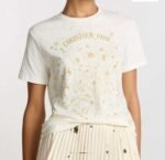DIOR Spring/Summer new gold thread pattern embroidered short-sleeved T-shirt