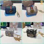 Gucci classic monogram leather earphone cover, keychain, bag charm