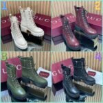 GUCCI New Double G Embossed Lace-up Hiking Martin Boots Premium Edition