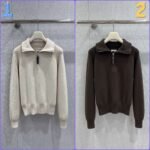 Brunello Cucinelli Early Spring New Arrival: Half-zip Collar Tencel Wool Knit Sweater