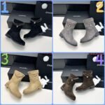 Chanel autumn and winter new double C chain pendant short boots upper cowhide material