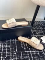 Chanel slippers Lazy slippers Black white Beige pink - Image 13