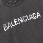 Balenciaga washed holes letter printed round neck hoodie - Image 4