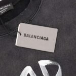 Balenciaga washed lettered printed crew-neck hoodie - Image 4