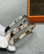 Hermès CNC Button Half-Diamond Bangle High-End Version - Image 6