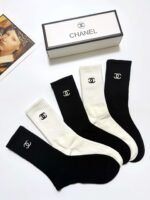 CHANEL original socks embroidery logo 5 sets - Image 4