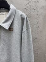 MIUMIU embroidered label zipper hoodie - Image 7