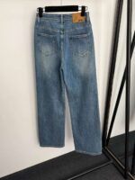 Loro Piana high-waisted slim-fit versatile denim trousers with embroidered leather logo High-quality clothing - Image 14