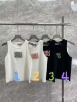 miumiu new style heavy diamond knitted vest