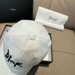 Dior new baseball cap embroidery pure cotton fabric + head layer cowhide - Image 7