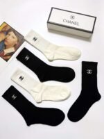 CHANEL original socks embroidery logo 5 sets - Image 3