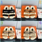 Hermès autumn and winter new Kelly fur slippers lining wool material high-end version