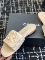 Chanel slippers Lazy slippers Black white Beige pink - Image 16