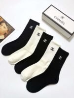 CHANEL original socks embroidery logo 5 sets - Image 2