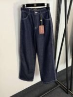 Loro Piana High-waisted straight-leg denim trousers with embroidered logo and leather patch on the back pocket - Image 12
