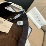Dior new baseball cap embroidery pure cotton fabric + head layer cowhide - Image 9