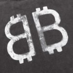 Balenciaga washed holes letter printed round neck hoodie - Image 8