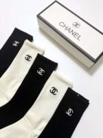 CHANEL original socks embroidery logo 5 sets - Image 8