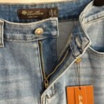 Loro Piana high-waisted slim-fit versatile denim trousers with embroidered leather logo High-quality clothing - Image 11