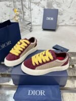 Dior original casual shoes diamond pattern canvas inlay