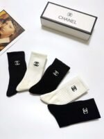 CHANEL original socks embroidery logo 5 sets - Image 9